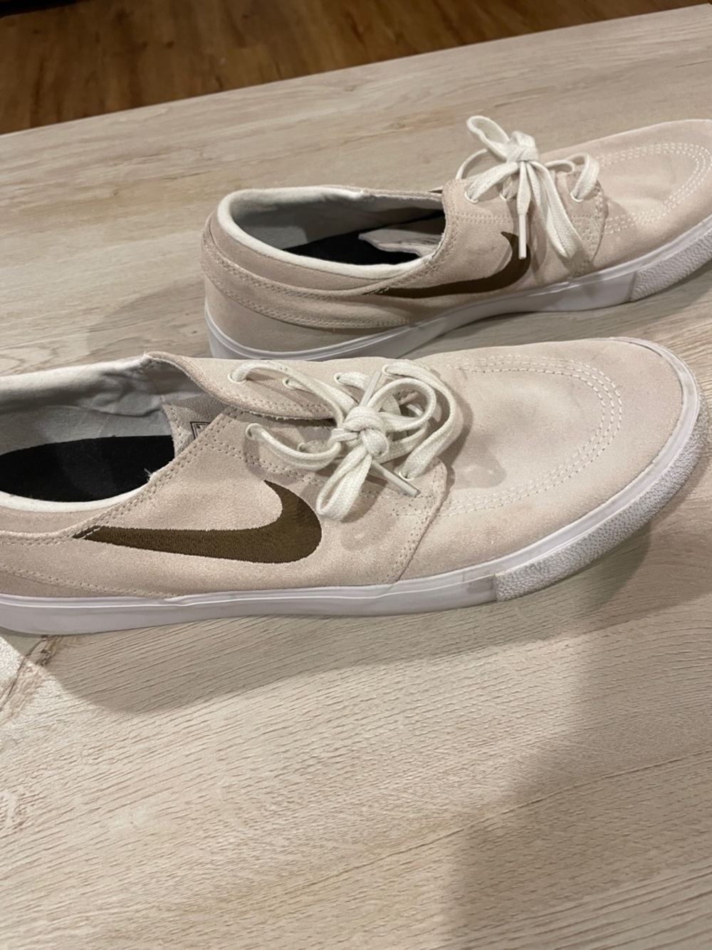 Nike Taupe Suede Low-Top Sneakers with Cream Laces - Picture 4 of 7